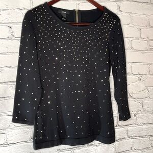 Alfani Black Studded Crew Neck Sweater